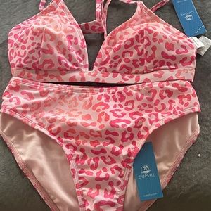 Leopard Cross Tie Back Bikini